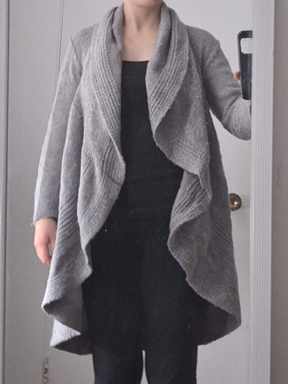 Dalia wool-blend long light grey cardigan, size M
